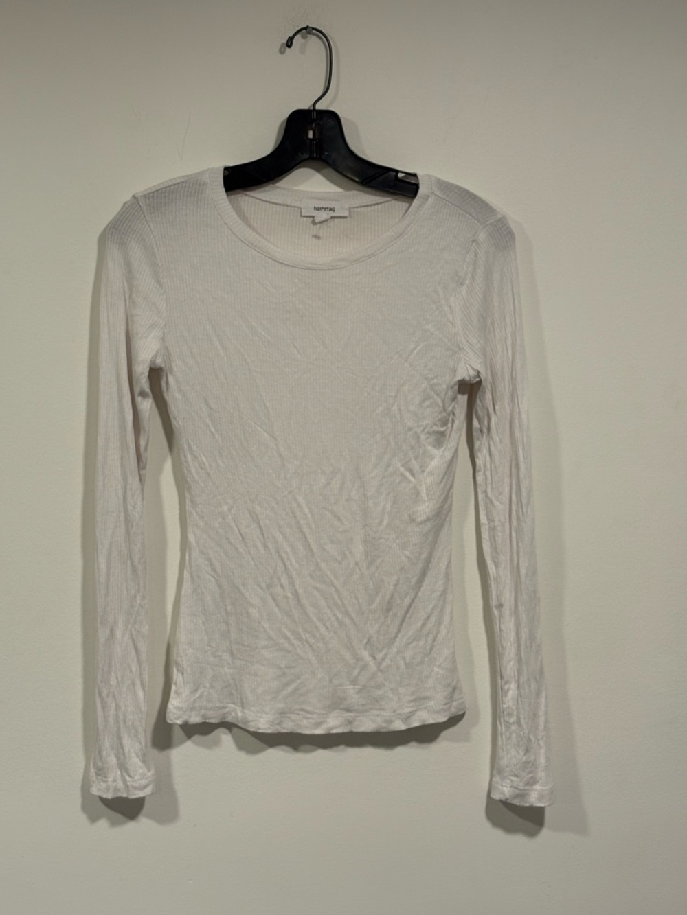 Nanamica White Long Sleeve Ribbed Crew Tee